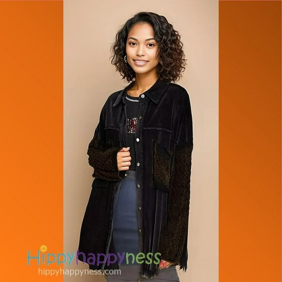 POL Corduroy Sweater Jacket Shacket Distressed Oversized Long Sleeve NWT - Picture 4 of 8